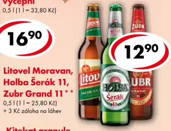 CBA Litovel Moravan, holba Šerák 11, Zubr Grand 11 0,5 l nabídka