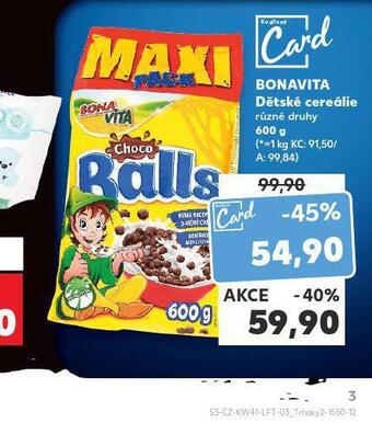 Kaufland Bonavita dětské cereálie nabídka