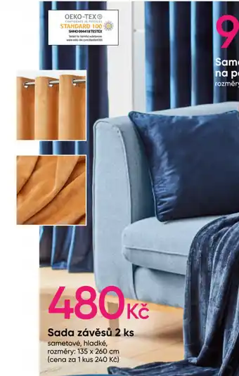 Pepco Sada závěsů 2 ks sametové. hladké rozměry: 135 x 260 cm nabídka