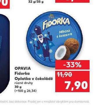 Kaufland Opavia fidorka oplatka v čokoládě nabídka