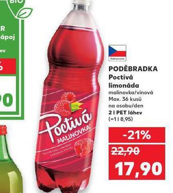 Kaufland Poděbradka poctivá limonáda nabídka