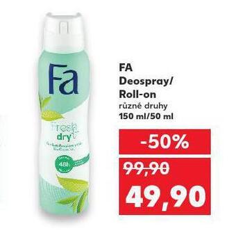 Kaufland Fa deospray / roll-on nabídka