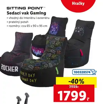 Lidl Sitting Point Sedací vak Gaming vhodný do interiéru i exteriéru, pratelný potah nabídka