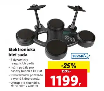 Lidl Elektronická bicí sada 6 dynamicky reagujících padů, nožní pedály pro basový buben a Hi-Hat nabídka