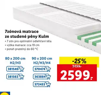 Lidl 7zonová matrace ze studené pěny Kulm potah pratelný do 60 C, 80/90 x 200 cm nabídka