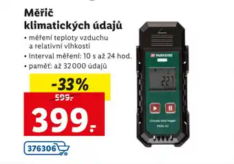 Lidl Parkside Měřič klimatických údajů pamět: až 32 000 údajů, interval měření: 10 s až 24 hod. nabídka