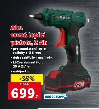 Parkside Aku tavná lepicí pistole, 2 Ah nabíječka, pro standardní lepicí tyčinky o 11 mm