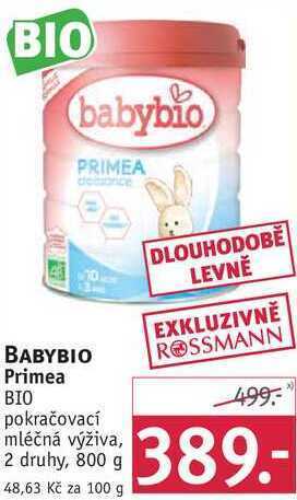 Rossmann Babybio primea bio pokračovací mléčná výživa, 800 g nabídka