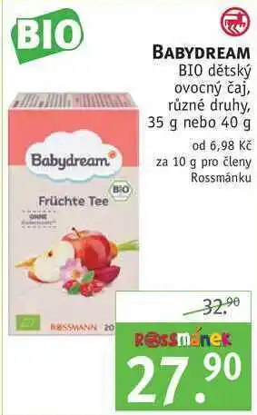 Rossmann Babydream bio dětský ovocný čaj, 35 g nebo 40 g nabídka