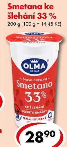 CBA Smetana ke šlehání 33 %, 200 g nabídka