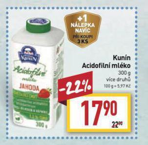 Billa Kunín acidofilní mléko nabídka
