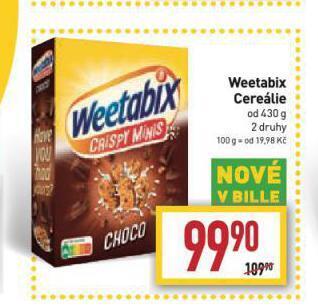 Billa Weetabix cereálie nabídka