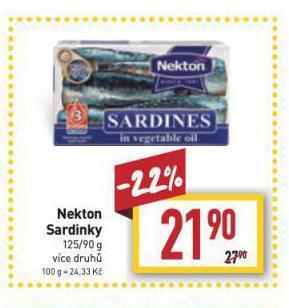 Billa Nekton sardinky nabídka