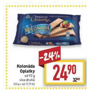 Billa Kolonáda oplatky nabídka