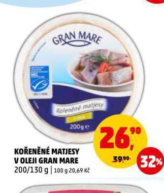Penny Market Kořeněné matjesy v oleji gran mare nabídka