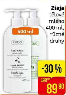 Teta Ziaja tělové mléko 400 ml, různé druhy nabídka