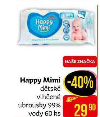 Teta Happy mimi dětské vlhčené ubrousky 99% vody 60 ks nabídka