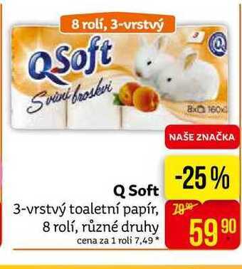 Teta Q-soft 3-vrstvý toaletní papír, 8 rolí, různé druhy nabídka