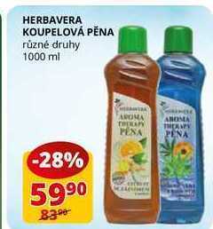 Herbavera koupelová pěna různé druhy 1000 ml