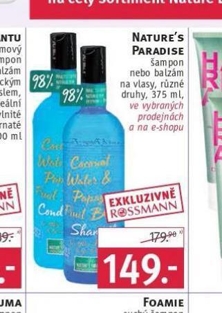 Rossmann Nature´s paradise šampon, balzám nabídka