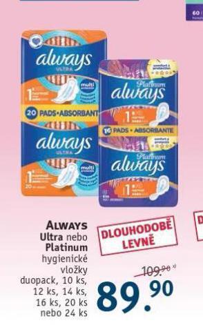Rossmann Always dámské vložky nabídka