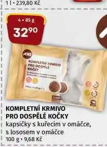 Coop Kompletní krmivo pro dospělé kočky i kapsičky s kuřecím v omáčce, s lososem v omáčce 4x85g nabídka