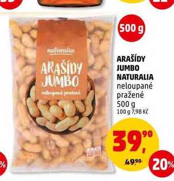 Penny Market Arašídy jumbo naturalia, 500 g nabídka