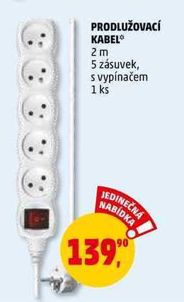 Penny Market Prodlužovací kabel, 1 ks nabídka