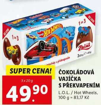 Lidl Čokoládová vajíčka s překvapením, 3x 20 g nabídka