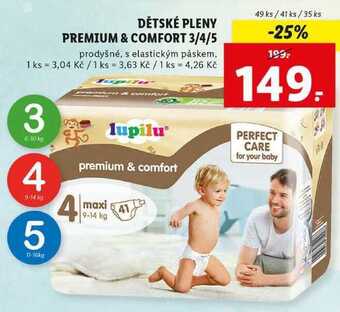 Lidl Dětské pleny premium & comfort 3/4/5, 49 ks/41 ks/35 ks nabídka