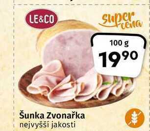 Coop Le&co šunka zvonařka nejvyšší jakosti 100g nabídka