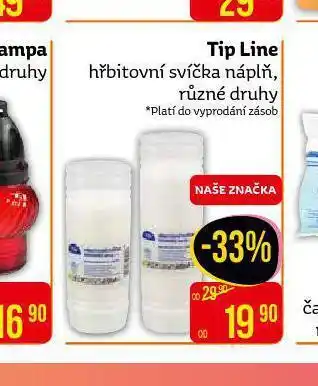 Teta Tip line hřbitovní svíčka náplň nabídka