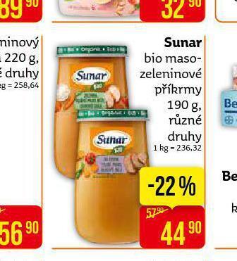 Teta Sunar bio masozeleninové příkrmy nabídka