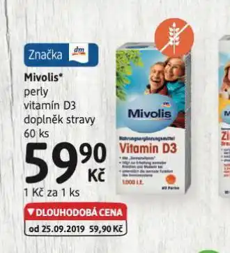 dm drogerie Mivolis perly vitamín d3 nabídka