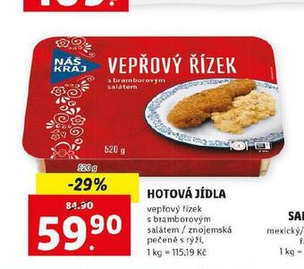 Lidl Hotová jídla - vepřový řízek s bramborovým salátem nabídka