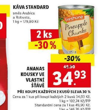 Lidl Ananas kousky ve vlastní šťávě nabídka