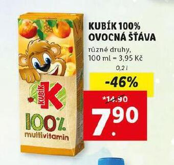 Lidl Kubík 100% ovocná šťáva nabídka
