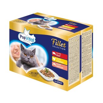 Prevital naturel kapsičky pro kočky hovězí, kuřecí a losos 12×85 g