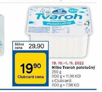 Tesco Milko tvaroh nabídka