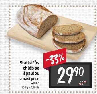 Billa Statkářův chléb se špaldou z naší pece 400 g nabídka