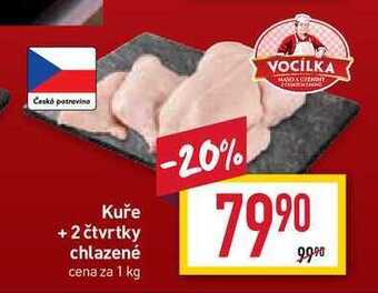 Billa Kuře + 2 čtvrtky chlazené cena za 1 kg nabídka