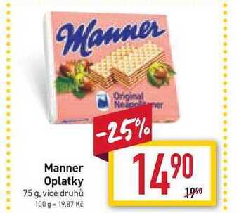 Billa Manner oplatky 75 g nabídka