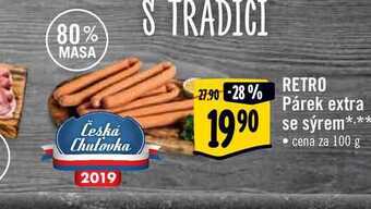 Albert Retro párek extra se sýrem 100 g nabídka