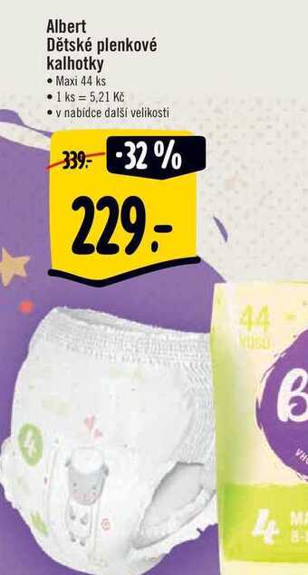 Albert Albert dětské plenkové kalhotky • maxi 44 ks nabídka