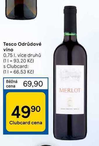 Tesco Tesco odrůdové víno 0.75 l nabídka