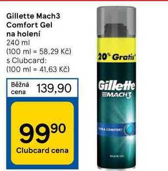 Tesco Gillette mach3 comfort gel na holení 240 ml nabídka