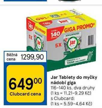 Tesco Jar tablety do myčky nádobí giga 116-140 ks nabídka