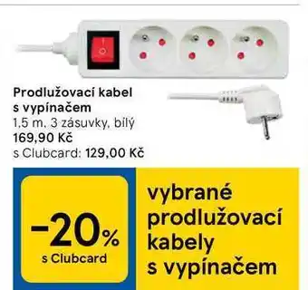Tesco Prodlužovací kabel s vypínačem 1,5 m nabídka