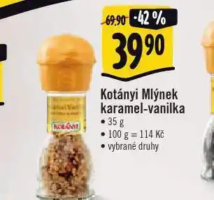 Albert Kotányi mlýnek karamel-vanilka nabídka