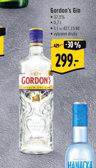 Jip Gordon's gin nabídka